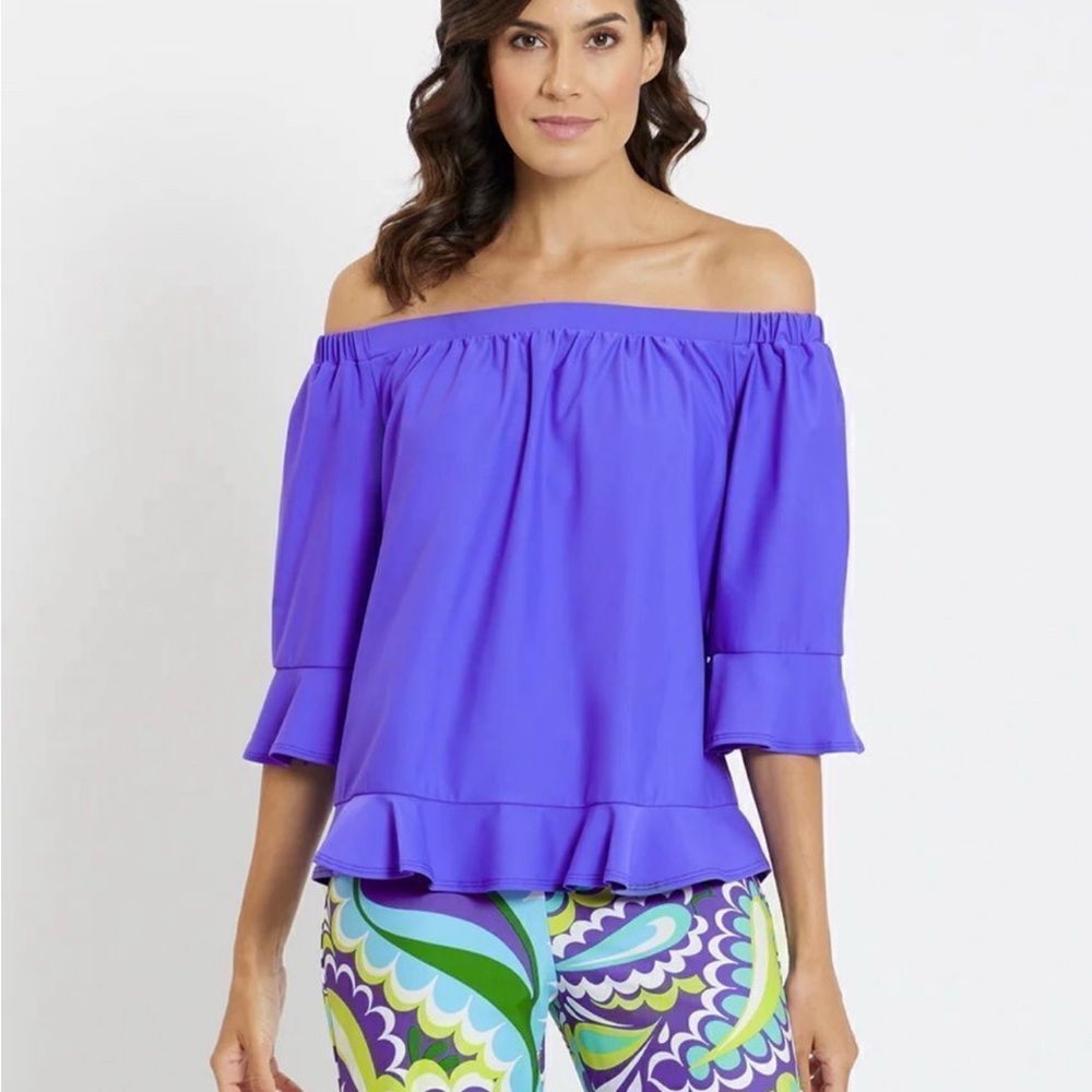 Jude Connally Demi top vibrant Purple Off-Shoulder Top SZ S NWT